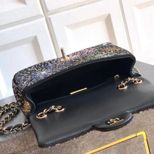 Chanel 2026 Evening Bag 20cm Black Mix Colors Strass Leather