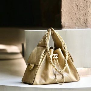 Chanel 2026 Hobo Bag 30cm Beige Calfskin
