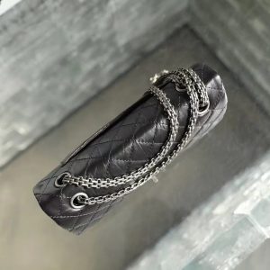 CC 2026 Classic 2.55 Flap Bag Black Aged Lambskin Silver Hardware