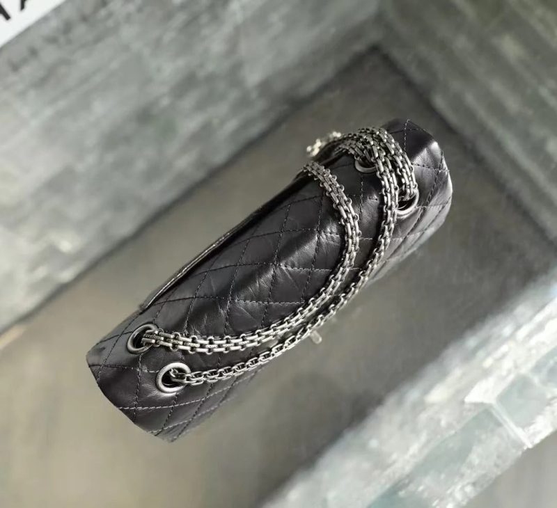 CC 2026 Classic 2.55 Flap Bag Black Aged Lambskin Silver Hardware