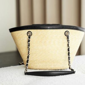 imgi_91_img_44ce8872_20251230_i1767077039337_5917_0_8_jpg Chanel 2026 Shopping Bag 40cm Beige Black Straw Lambskin 351031