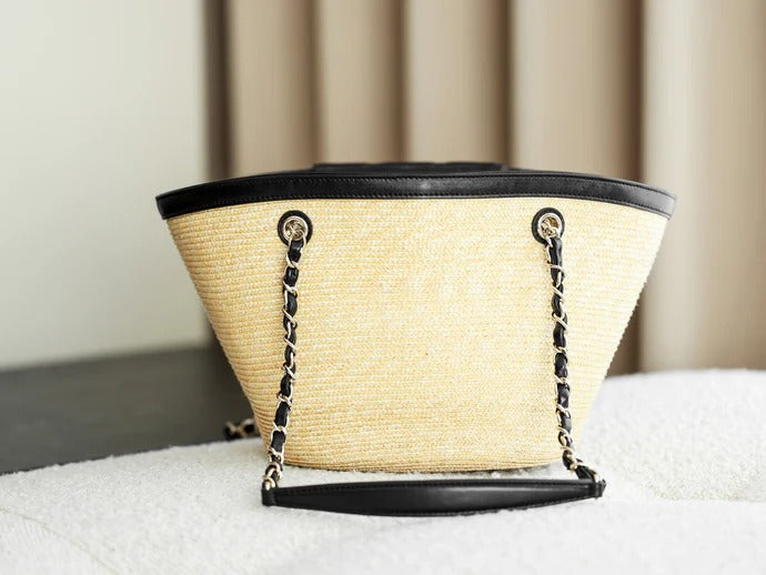 imgi_91_img_44ce8872_20251230_i1767077039337_5917_0_8_jpg Chanel 2026 Shopping Bag 40cm Beige Black Straw Lambskin 351031