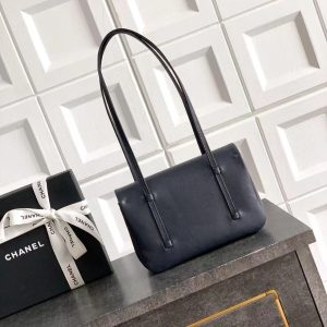 Chanel 2026 Bag 22cm Blue Grained Shiny Calfskin