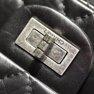 CC 2026 Classic 2.55 Flap Bag Black Aged Lambskin Silver Hardware