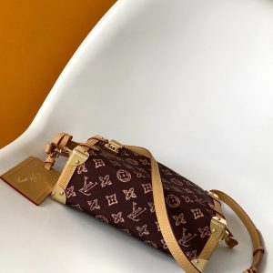 Louis Vuitton 2026 Side Trunk MM Bag Brown Tan Monogram Canvas Cowhide