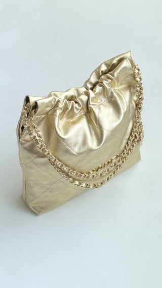 CC Medium Hobo Bag 42 Metallic Gold Calfskin
