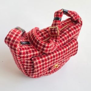 CC Houndstooth 30 Hobo Bag Red Wool Tweed