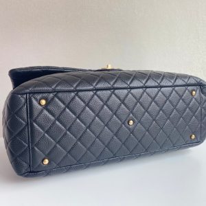 FLAP BAG 46CM GOLD HARDWARE BLACK CALFSKIN