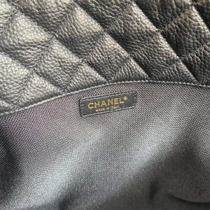 FLAP BAG 46CM GOLD HARDWARE BLACK CALFSKIN