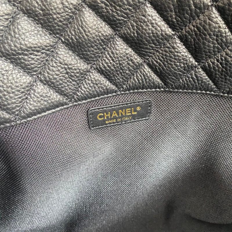 FLAP BAG 46CM GOLD HARDWARE BLACK CALFSKIN