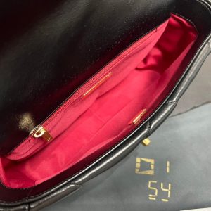 FLAP BAG 26CM GOLD HARDWARE BLACK CALFSKIN