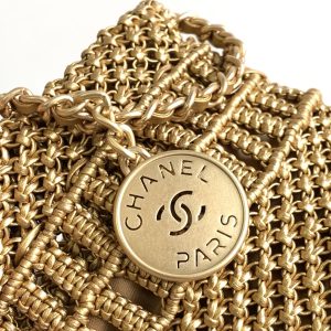 wsxc1710254727502_4 CC Mini 22 Bag 23cm Gold Woven Cowhide Bag