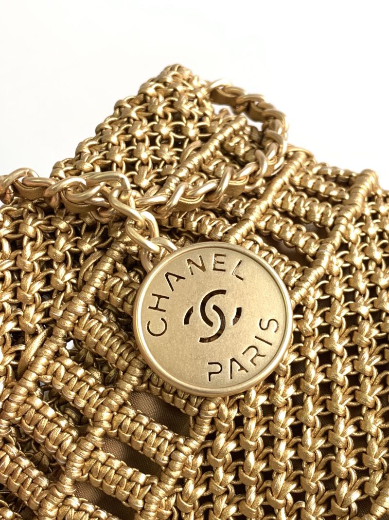 wsxc1710254727502_4 CC Mini 22 Bag 23cm Gold Woven Cowhide Bag