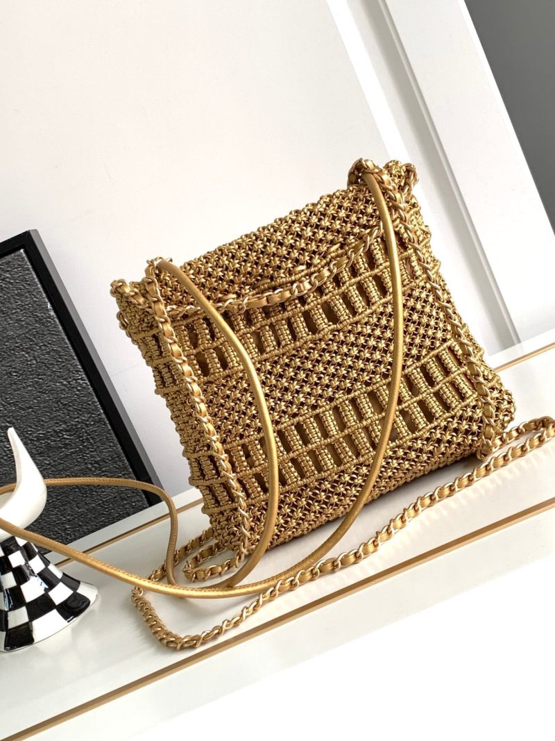 wsxc1710254727503_2 CC Mini 22 Bag 23cm Gold Woven Cowhide Bag