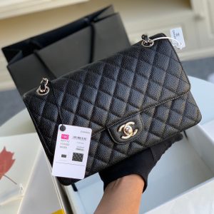 wsxc1710784559292_1 MEDIUM FLAP BAG 25CM BLACK CAVIAR SILVER HARDWARE