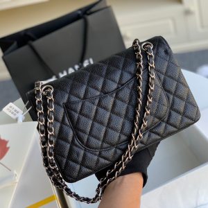 wsxc1710784559292_2 MEDIUM FLAP BAG 25CM BLACK CAVIAR SILVER HARDWARE