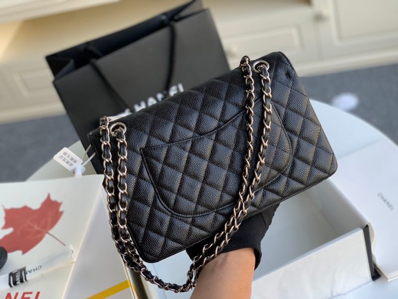 wsxc1710784559292_2 MEDIUM FLAP BAG 25CM BLACK CAVIAR SILVER HARDWARE