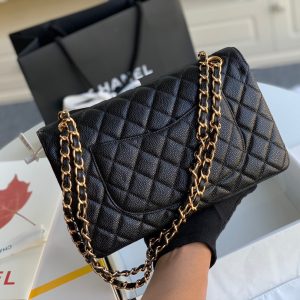 wsxc1710784578727_2 MEDIUM FLAP BAG 25CM BLACK CAVIAR GOLD HARDWARE