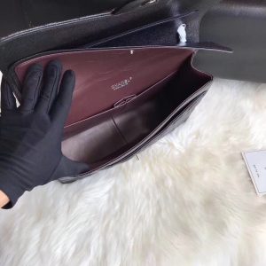 FLAP BAG 33CM BLACK CAVIAR SILVER HARDWARE