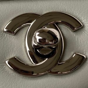 wsxc1710785011023_2 Medium Classic Flap Bag 23cm Light Grey Lambskin Silver Hardware