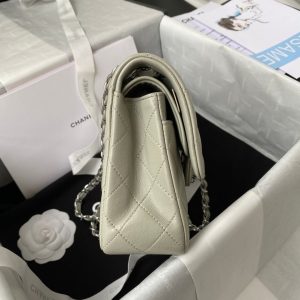 wsxc1710785011023_4 Medium Classic Flap Bag 23cm Light Grey Lambskin Silver Hardware