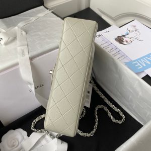 wsxc1710785011023_5 Medium Classic Flap Bag 23cm Light Grey Lambskin Silver Hardware