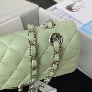 wsxc1710785232230_3 Medium Classic Flap Bag 23cm Light Green Lambskin Silver Hardware