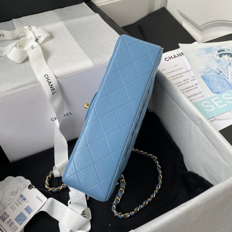 Medium Classic Flap Bag 23cm Blue Lambskin Gold Hardware