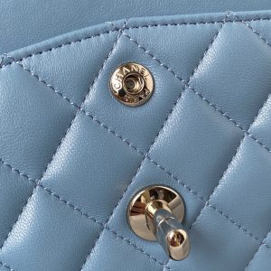 Medium Classic Flap Bag 23cm Blue Lambskin Silver Hardware