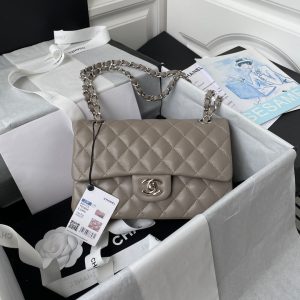 Medium Classic Flap Bag 23cm Brown Lambskin Silver Hardware