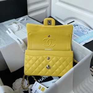 wsxc1710786483102_5 Medium Classic Flap Bag 23cm Yellow Caviar Silver Hardware