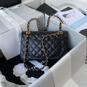 wsxc1710786773873_1 Medium Classic Flap Bag 23cm Black Caviar Gold Hardware