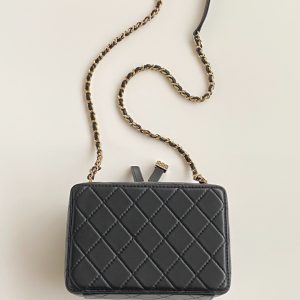 CC 2025 camera bag black lambskin gold hardware