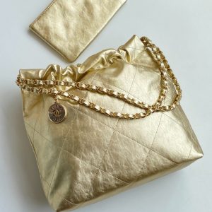 CC Medium Hobo Bag 42 Metallic Gold Calfskin