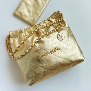 CC Medium Hobo Bag 42 Metallic Gold Calfskin