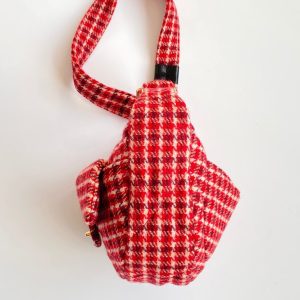 CC Houndstooth 30 Hobo Bag Red Wool Tweed
