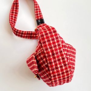 CC Houndstooth 30 Hobo Bag Red Wool Tweed