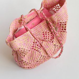 CC 2025 Beach Tote 52 Pink Raffia