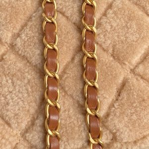 Chanel mini Flap Bag Shearling Lambskin Gold Tone Metal Beige Brown