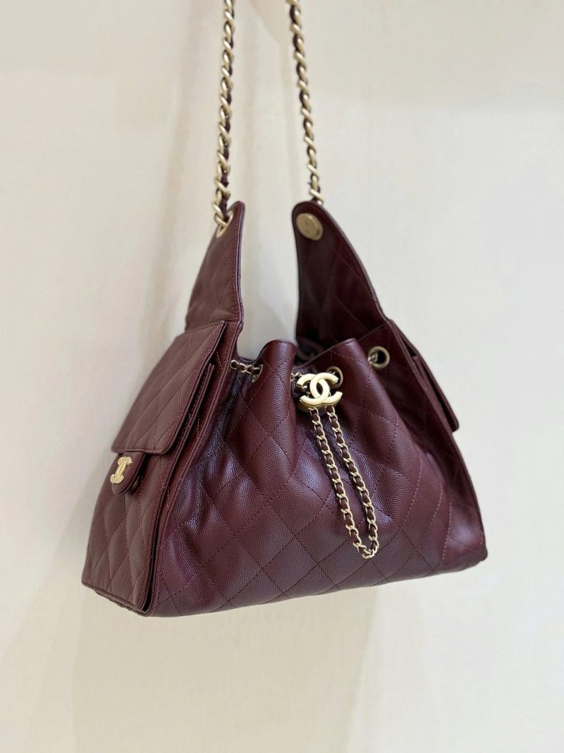 z6949162237338_01a6f1e74e759b0bba08e4f7a6b572a0 CC 25S Hobo Bag 25cm Burgundy Calfskin