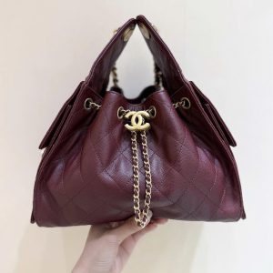 z6949162370565_27a3c5dfa7b551a9151ae26858340097 CC 25S Hobo Bag 25cm Burgundy Calfskin