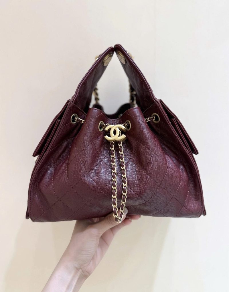 z6949162370565_27a3c5dfa7b551a9151ae26858340097 CC 25S Hobo Bag 25cm Burgundy Calfskin