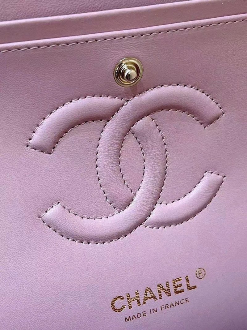 FLAP BAG 23CM PINK LAMBSKIN LIGHT GOLD HARDWARE