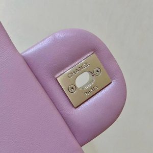 FLAP BAG 23CM PINK LAMBSKIN LIGHT GOLD HARDWARE