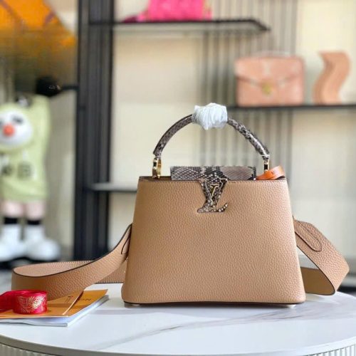 LV Capucines BB 27cm Ginger Yellow Calfskin Premium Python Leather GHW