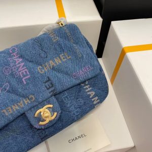 CC 22P Flap Bag Blue Denim