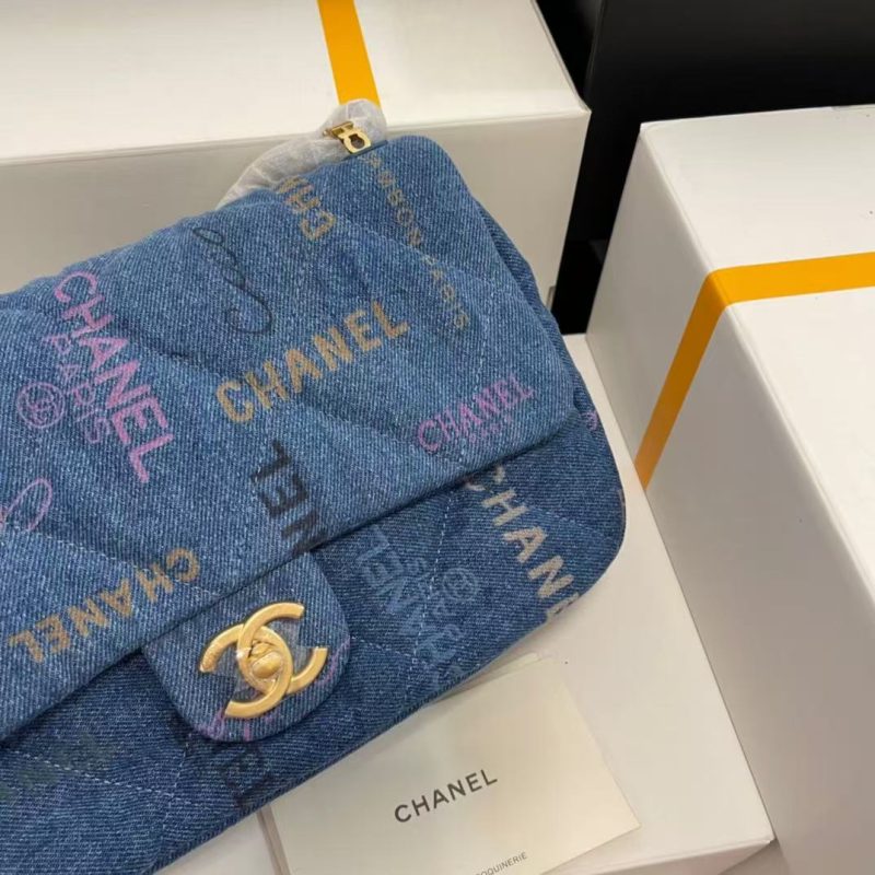 CC 22P Flap Bag Blue Denim