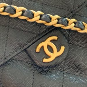 CC 25b Medium Backpack With Chain 23cm Black Caviar GHW