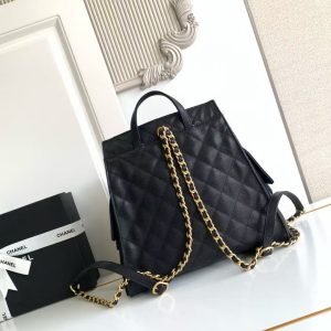 CC 25b Medium Backpack With Chain 23cm Black Caviar GHW