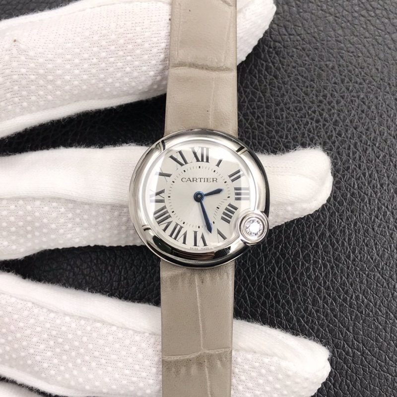 13248170770993512 BALLON BLANC DE CATIER QUARTZ STEEL CASE GREY LEATHER